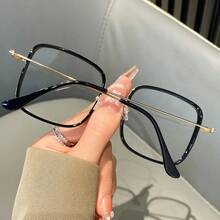 1 Piece Simple Square Frame Fashion Glasses - Full Frame PC Material, Metal Hinge, Decorative Transparent Lenses, No Power Required, Fashionable -Worthy Women's Glasses, Fashion Glasses| Simple Eyeglasses| Durable Eyewear, Eyewear For Women - 酒紅色 - 查看 6