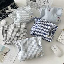 1 件格子蓝色刺绣花卉化妆包，女士口红收纳袋，化妆刷架旅行必备品，适合假期化妆包，化妆收纳旅行包，女士 - 彩色 - 查看 7