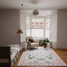 Carpet 140 X 200 Cm, Machine Washable And Easy To Clean, Retro Carpet With Subtle Elegance Pattern, Rectangular Design, Suitable For Bedroom, Living Room And Dining Room, Colors: Orange, Golden Gray, Beige, Green, Short Pile Carpet Made Of Artificial Cashmere, Foldable And Non-Slip, Carpet Anti-Slip Stickers.