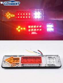 GLANBERT 2 buah Lampu Belakang LED Trailer 12/24V, Lampu Rem, Lampu Sorot, Lampu Sein, Tersedia 3 Warna (Kuning/Putih/Merah), Lensa Matriks Kecerahan Tinggi, Cocok Untuk Trailer, Truk, RV, Kendaraan Off-Road, Becak, Traktor, dll. Baterai Tidak Termasuk - MultiWarna - View 12