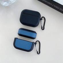 1 件简约商务纯色荔枝纹皮革保护壳适用于 4、新款第二代 1/2/3、TPU 软硅胶耳机保护套适用于 Pro 2 - 藍色 - 查看 6