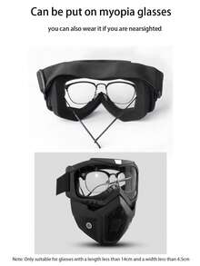 1pc Motorcycle Goggles With Detachable Face Mask - Off-Road ATV Motocross Glasses UV Protection Adjustable Riding Motorcycle Safety Goggles Racing Detachable Anti-Fog Warm Protective Eyewear - Multicolor - View 11