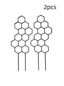 2 件植物攀爬架盆栽植物、攀爬植物和可堆叠植物架盆栽花架兰花玫瑰人造植物架塑料架 - 黑色 - 查看 9