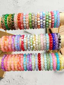 10/20/30Pcs Mixed Colorful Bohemian Handmade Glass Beads Bracelets Set For Women - Stackable Boho Bracelets For Daily Wear & Gifting - Multicolor - View 1