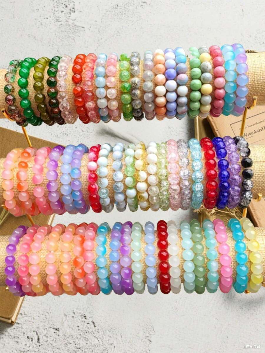 10/20/30Pcs Mixed Colorful Bohemian Handmade Glass Beads Bracelets Set For Women - Stackable Boho Bracelets For Daily Wear & Gifting - Multicolor - View 1