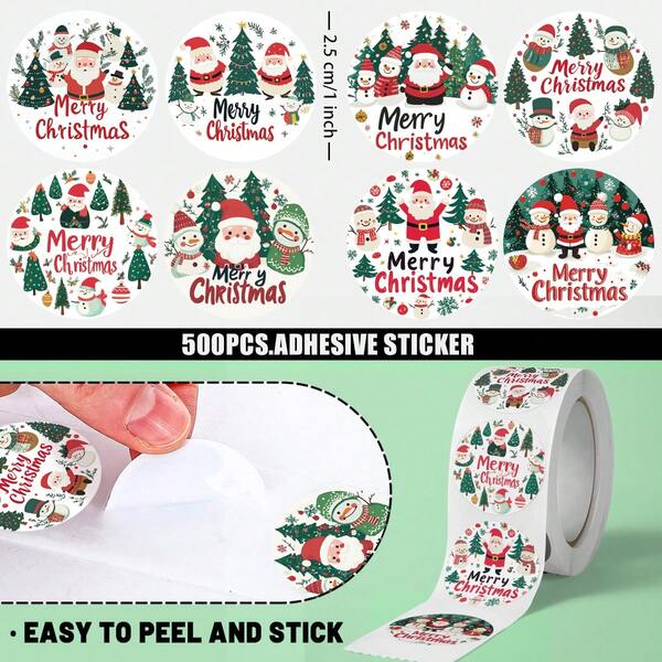 500pcs/Roll Santa Claus Happy Blessing Stickers, Size: 2.5cm/1.0 Inch. Essential For Christmas Gifts. Round Shape, Ideal For Kids' Gifts. Suitable For Decorating Cups, Stationery Boxes, Books, Glass Bottles, Envelopes, Cards, Notebooks, Helmets, Gift Wrapping, Party Decorations, Holiday Gifts, And Other Products You Love. Christmas Christmas Decorations Christmas Pajamas Christmas Gifts Christmas Decor