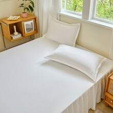 1 Stück einfarbiger, weicher und bequemer Bettrock, einfarbiger, weicher, gebürsteter Bettrock, geeignet für Zuhause und Schlafzimmer, für alle Jahreszeiten - Simple Series-Grün - Übersicht 5