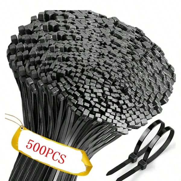 500 pezzi Fascette in nylon nere, fascette in plastica autobloccanti, fascette per cavi, fascette chiusura lampo multifunzione, fascette in nylon autobloccanti, fascette per cavi, alta resistenza senza rompersi, fissaggio di cavi elettrici domestici, organizzazione e conservazione dei cavi, adatte per uso interno ed esterno