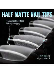 120pcs XXS Extra Short Almond Coffin Nail Tips Half Matte Pre-Filed Soft Gel Full Cover Fake Nail For Small Average Nail Beds