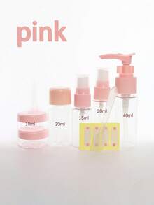 1 Set Transparent Leak-Proof Travel Toiletry Dispenser Bottles, Refillable Lotion Shampoo Cream Liquid Soap Containers, Back To School, Holiday Travel, Business Trip, Camping Dorm Storage Travel Accessories - Pink - View 11