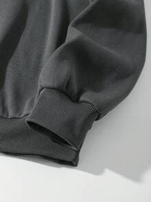 GRDR Men's Casual Solid Color Crew Neck Sweatshirt - Dark Grey - View 5