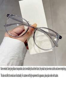 1PC Women's Large Round Frame Ultra-Lightweight Anti-Visual Fatigue Transparent Lenses Eye Protection Music Festival Fashion Glasses Versatile Flat Lenses Suitable For Daily Use For Watching Computers Watching TV Playing Games Looking At The Cell Phone Use
