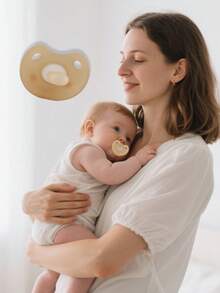 KUNT 1pc Baby Silicone Pacifier, Infant Nipple Soother With Round Head, Wide Mouth Nipple With Dust Cover - Multicolor - View 4