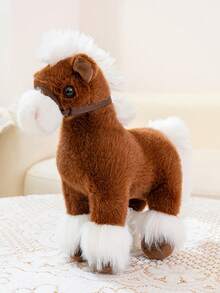 25厘米/9.84英寸仿真马毛绒玩具可爱柔软马填充动物毛绒玩具装饰创意礼物儿童生日派对家居女孩房间装饰游戏收藏品