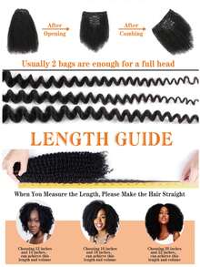 Afro Kinky Curly Clip In Hair Extensions 120g Brazilian Virgin Human Hair 4C Natural Black Clip In Extensions Double Weft Thick Ends 8pcs 120g/Set 12A Brazilian Virgin For Women
