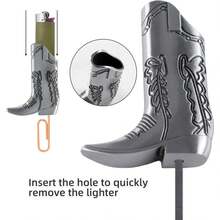 Cowboy Boot Lighter Sleeve Cover, Lighter Sleeve Cover For Mini Bic J5 Accessories Decoration For Everyday Carry Or Travel Gift - Bạc - Xem 3