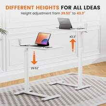 [Labor Day Special]Mobile Standing Overbed Table With Wheels: Fits Laptops, Adjustable Height Tray, Home Side Office Workstation, Flexible & Practical - White - View 2