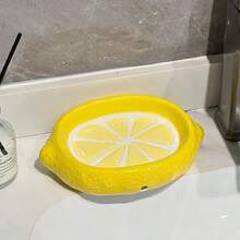 1pc 300ml Lemon-Shaped Ceramic Lotion Bottle - Refillable Pump Dispenser For Soap, Shampoo, And Detergent, Phthalate-Free, Ideal For Bathroom And Kitchen Use, Bathroom Decor And Accessories