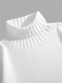 Men Plus Size Turtleneck Dropped Shoulder Casual Solid Color Loose Pullover Sweater , Fall Winter