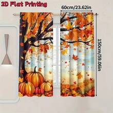 قطعتان من ستائر أوراق القيقب والقرع الخريفية لعيد الشكر، ستائر زخرفية خريفية، معلقة على قضبان، توفر الخصوصية، ستائر مطبوعة، من مادة البوليستر، مناسبة لمشاهد الديكور المختلفة في غرفة المعيشة والمطبخ والنوم