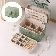 1pc Vintage-Style Jewelry Organizer Box With Lockable Drawers & Velvet-Lined Compartments - Large Faux Leather Rectangular Tabletop Storage For Earrings, Rings, Necklaces - Unique Gift For Women, Mom, Jewelry Box, Jewelry Boxes