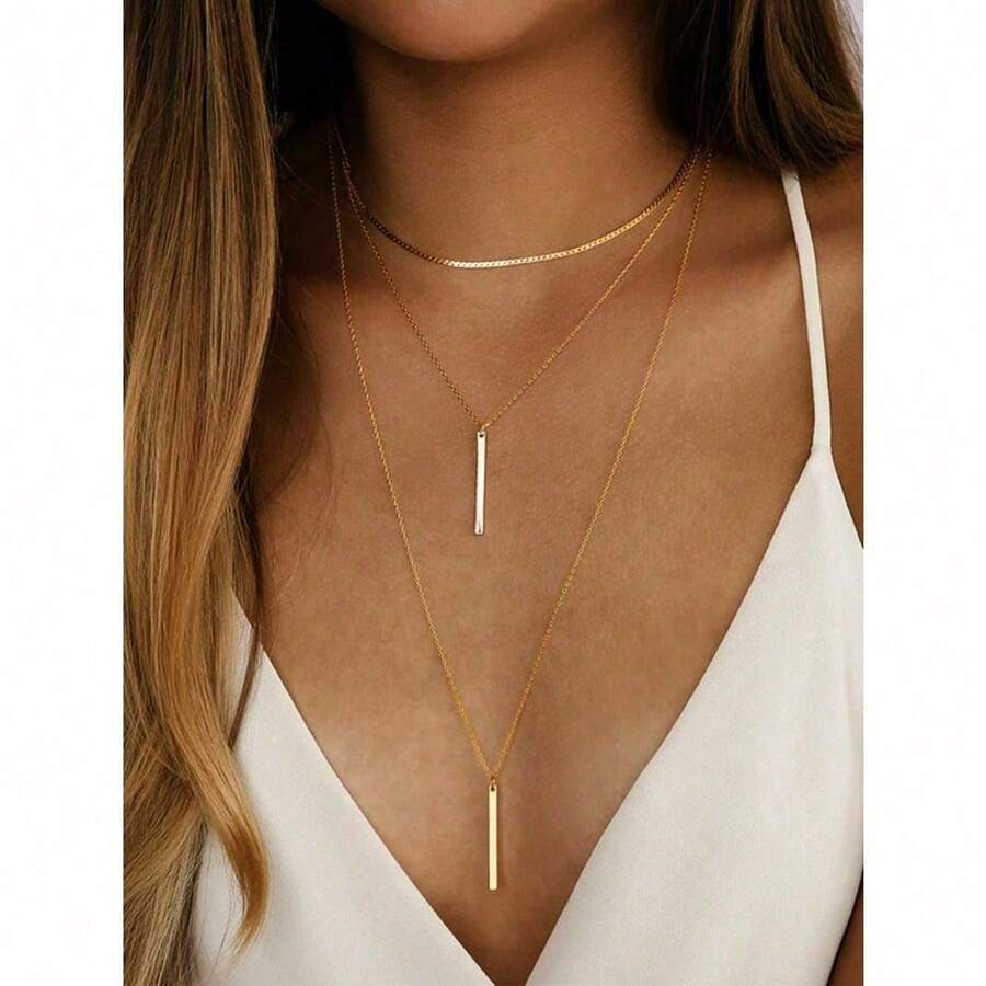 1pc Vintage Minimalist Snake Bone Chain Multilayer Pendant Necklace, Suitable For Daily Wear, Parties, Dates And Gifts Fashionable Elegant All-Season Jewelry Daily Wear Jewelry Simple Stylish Party Jewelry Minimalist Versatile Gift Jewelry Minimalist Office Accessories  Light Luxury Elegant All-Season Jewelry