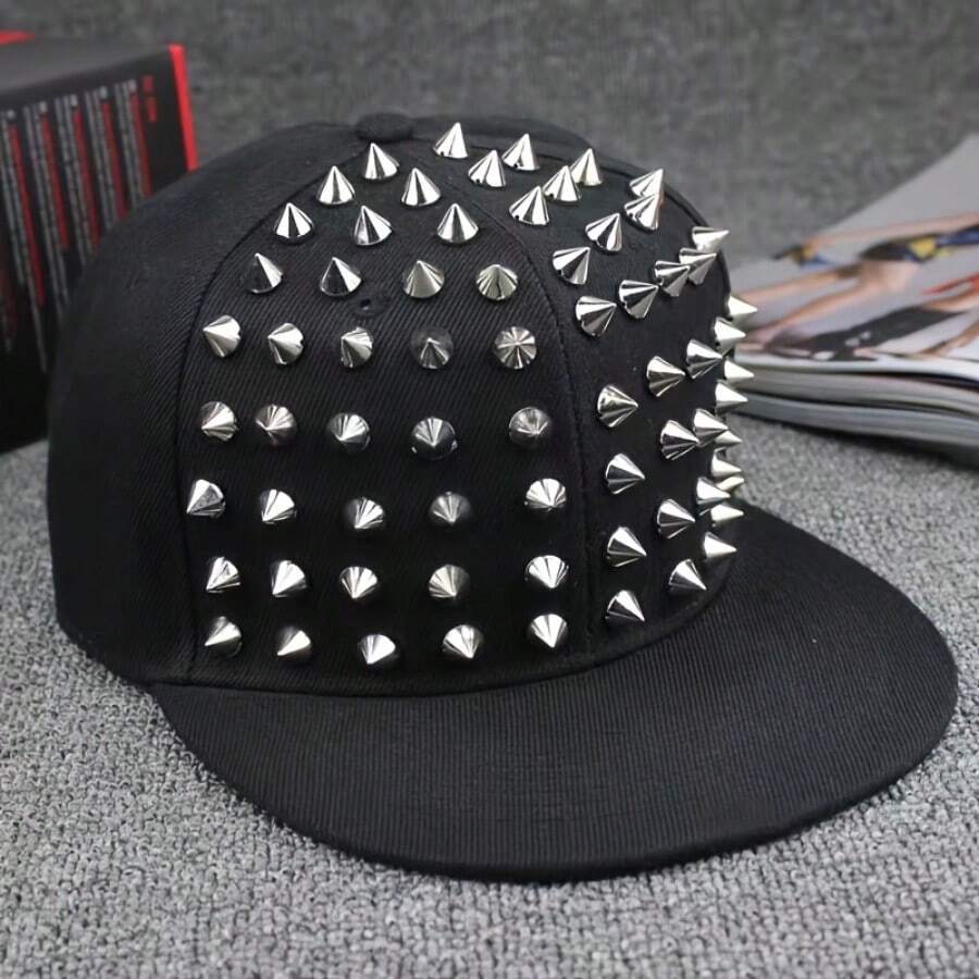 Girls Fashion Starry Sky Rivet Baseball Cap - Adjustable, Sunscreen Hip Hop Cap Spring/Summer Model - Đinh tán đen - Xem 1