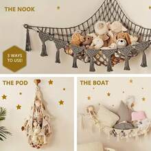 Large Plush Animal Toy Storage Hammock - Tassel Plush Animal Storage Rack Decoration - Cute Hanging Plush Net, Suitable For Children's Room, Bedroom, Room Decor - Multicolor - View 8