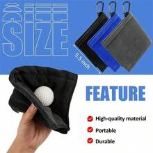 Square Microfiber Golf Ball Cleaning Towel With Carabiner Hook Water Absorption Cleaner Club For Head Wipe Cloth Clean