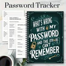 Green Spiral Password Notebook, Gold Key Design - 70 Pages For Secure Internet And Computer Login, Username And Password - Home Or Office/Clipboard