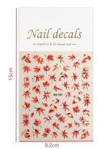 Caramel Red Maple Leaf Nail Stickers Autumn/Winter Season Fire Red Leaf Nail Stickers Accessories