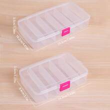 1pc/2pcs 5-Compartment Organizing Box For Makeup Or Hair Accessories, Portable Partitioned Container With Buckle - Clear - View 6