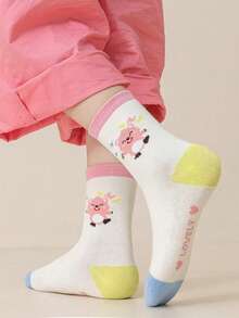 5 Pairs Girls Thick Warm Mid-Calf Socks, Cute Cartoon Ruby Design Kids Baby Socks - Multicolor - View 4