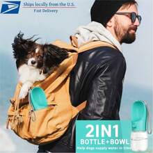 Portable Dog Water Bottle For Small Large Dogs Cat Outdoor Leakproof Walking Drinking Bowls Chihuahua French Bulldog Supplies - 彩色 - 查看 2