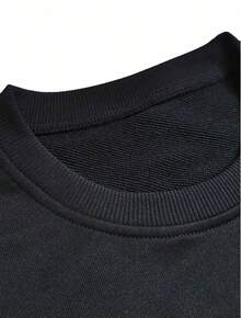 GRDR Men's Solid Color Casual Loose Fit Crew Neck Pullover Sweatshirt - Black - View 8