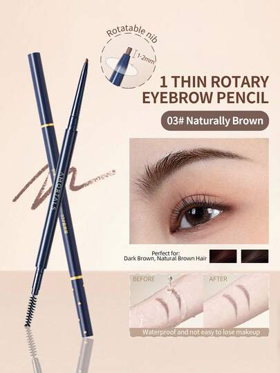 Amortals Dual-Head Dual-Effect Eyebrow Pencil With Brush - Waterproof Sweatproof Long-Lasting Smudge-Proof 1.5mm Ultra-Fine Smooth Pigmented Rotating Tip Spiral Brush - Suitable For Beginners Makeup Artists - Ideal For Winter Summer Spring Autumn Thanksgiving Halloween Christmas Graduation Birthdays Holidays