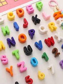 20pcs Multicolor Large Hole Acrylic Letter Beads, Handmade Decorative Letter Spacer Beads For Necklace Accessories, DIY Jewelry, Phone Chain, Jewelry Making, Beading Supplies - DIY - View 5