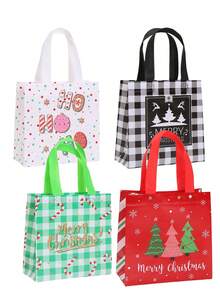 25pcs Christmas Gift Bags, Alternative Christmas Element With Handle Non-Woven Fabric Gift Bags - Holiday Skull Design, Durable Polyester, Suitable For Birthday, Anniversary And Holiday Gift Exchange, Christmas Gift Bags - Multicolor - View 2