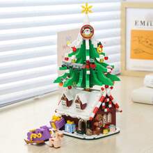 Santa's Cottage, Santa Claus, Christmas Tree, Train, Snowman Micro Particle Building Blocks, Creative Gift, Reindeer Assembly Blocks - Educational ABS Toy Box Packaging, Best Holiday Gift, Indoor Decoration, Christmas Decoration, Adult Building Blocks, Cottage, Gift, Christmas Train Set, Christmas Decoration, Building Blocks, Christmas Decoration, Living Room Christmas Hanging Decoration, Tabletop Decorative Ornament, Ideal Creative Christmas Gift For Family And Friends. - Multi-colored Santa Claus Tree House - View 9