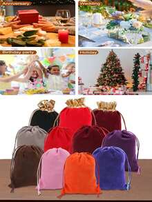 30pcs/20pcs/10pcs/1pc Wedding Party DIY Material Package Box - Velvet Jewelry Pouches, Gift Drawstring Bags, Black Gift Packaging Bags For Valentine's Day, Mother's Day - Black - View 11