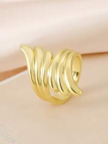 1pc Vintage Crossover Wide Copper Ring Elegant Women Engagement Wedding Party Jewelry Valentine's Day Gift Valentines,Mom,Mother,Mother's Day,Gift - 1# - View 9