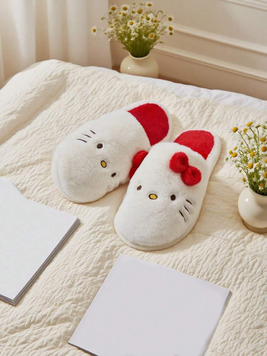 SANRIO Cartoon Plush Slippers For Youth & Girl - Cozy & Warm, Cartoon Shoes, Furry Slippers, Fluffy Slippers, Sole With Cute,  Characters  Designs - Perfect For Indoor Lounging For Winter