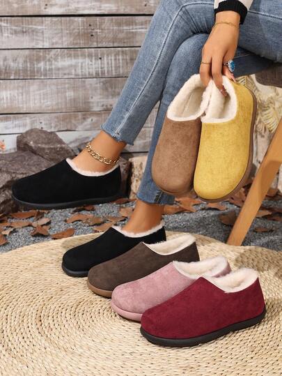 ZOSIVC Damen Schlüpf-Stiefel mit rutschfester, thermisch gefütterter dicker Sohle, lässige vielseitige Schneestiefel, bequeme Outdoor-Sport Wanderstiefel mit niedrigem Schaft