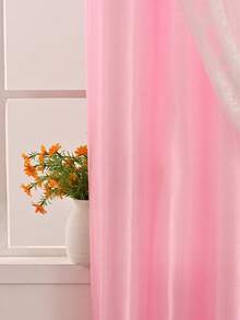 1 pieza Cortina de encaje transparente de doble capa de unicolor, 100% poliéster con diseño de anillos superiores, que filtra la luz y ofrece privacidad, adecuada para dormitorio, sala de estar, balcón y otras habitaciones - Multicolor - Ver 6