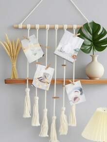 1 pieza Colgante de pared de encaje y tejido a ganchillo estilo bohemio con pinzas para fotos, decoración artesanal bohemia blanca para el hogar, adecuado para decoración de pared en dormitorios, apartamentos, dormitorios - Multicolor - Ver 10