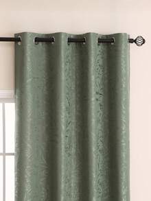 1 件全新奢华遮光厚蕾丝涂层穿孔窗帘 - 綠色 - 查看 3