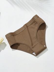 5pcs/Pack Women's Cotton Underwear, Simple Solid Color Mid-Rise Full Coverage Triangle Panties