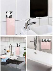 Black Stainless Steel Drill-Free Wall Mounted Storage Rack, Space Saving, Drill-Free Shower Gel Holder, Hand Wash Liquid Rack, Shampoo Rack, Dishwashing Liquid Rack, Aluminum Alloy Wall Mounted Bottle Rack, Wall Mounted Storage Rack, Bathroom Accessories, Suitable For Kitchen, Bathroom, Hotel, Household Essential Tool - Multicolor - View 7