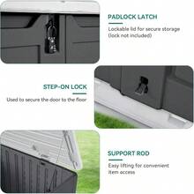 Outdoor Horizontal Storage Sheds W O Shelf Weatherproof Resin Tool Shed MultiOpening Door For Storage Of Bike Trash Cans Garden Tools 35 Cu Ft Waterproof Lockable Dark Gray - DarkGray - View 7