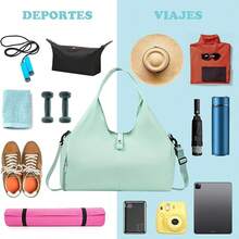 Bolsa de Deporte para Gimnasio, Compartimento para Zapatos y Bolsa Impermeable Bolsa de Deporte para Gimnasio, Bolsa Tote de Yoga Fitness para Entrenamiento, Yoga, Viajes - Verde - Ver 4